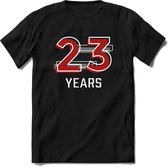 23 Years - Feest kado T-Shirt Heren / Dames - Rood / Grijs - Perfect Verjaardag Cadeau Shirt - grappige Spreuken, Zinnen en Teksten. Maat 3XL