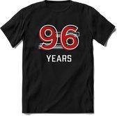 96 Years - Feest kado T-Shirt Heren / Dames - Rood / Grijs - Perfect Verjaardag Cadeau Shirt - grappige Spreuken, Zinnen en Teksten. Maat S