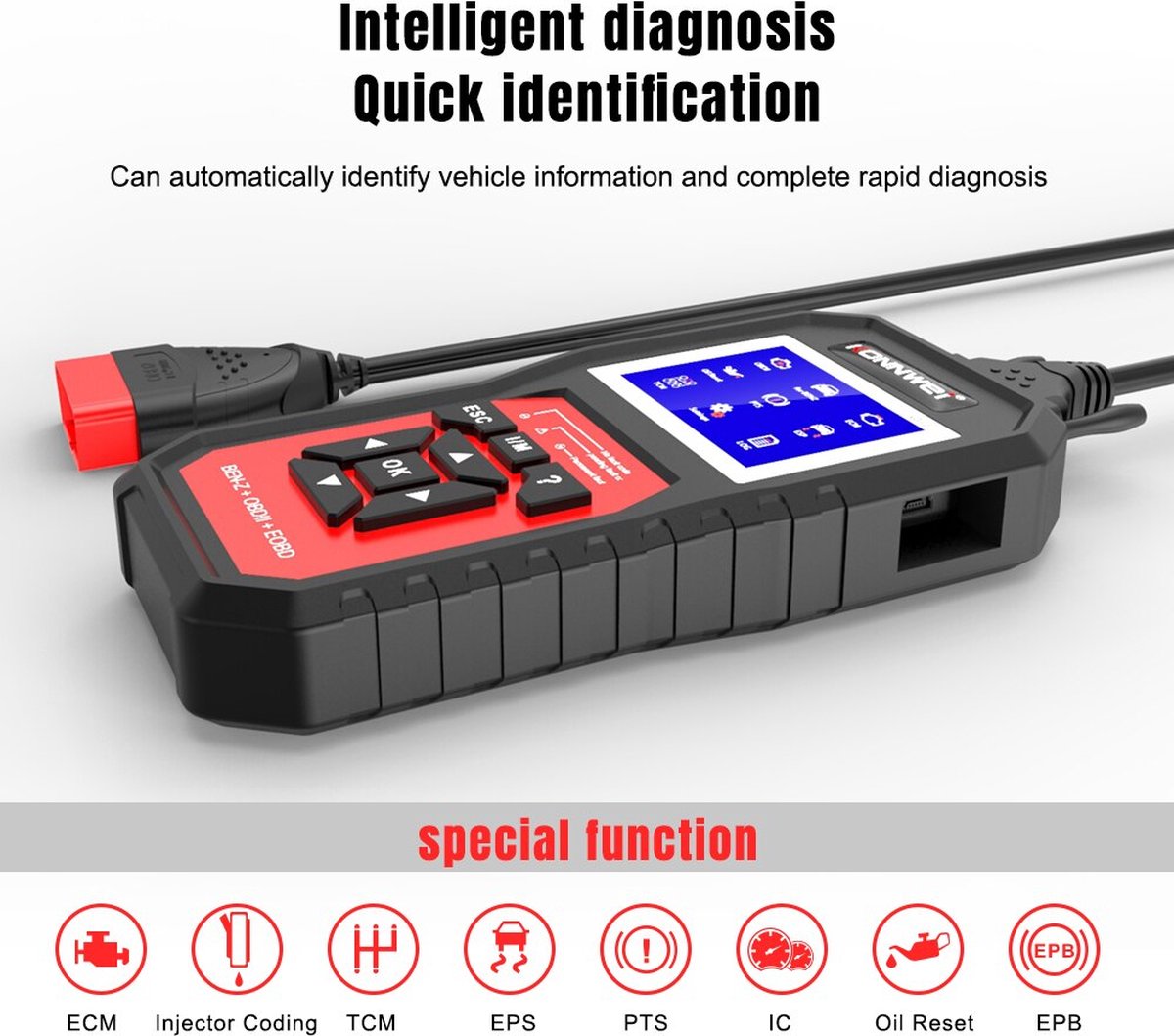 Calculateur de diagnostic KW850 LIVE DATA | OBD2 | EOBD | Scanner portable  CAN | | bol