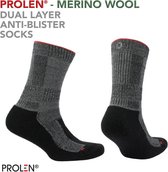Norfolk - Alle Seizoenen Wandelsokken - PROLEN® en Merino wollen sokken - Dubbellaagse Wandelsokken - Donatello - Zwart - 43-46