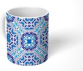 Mok - Koffiemok - Geometrie - Blauw - Patroon - Mokken - 350 ML - Beker - Koffiemokken - Theemok
