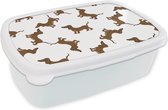 Broodtrommel Wit - Lunchbox - Brooddoos - Patronen - Hond - Teckel - Jongens - Meisjes - Kinderen - Kind - 18x12x6 cm - Volwassenen