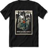 Mountainbike Trails | TSK Studio Mountainbike kleding Sport T-Shirt | Grijs | Heren / Dames | Perfect MTB Verjaardag Cadeau Shirt Maat L