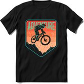Adventure | TSK Studio Mountainbike kleding Sport T-Shirt | Roze - Lime | Heren / Dames | Perfect MTB Verjaardag Cadeau Shirt Maat 3XL
