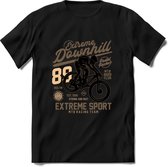 Extreme Downhill | TSK Studio Mountainbike kleding Sport T-Shirt | Bruin | Heren / Dames | Perfect MTB Verjaardag Cadeau Shirt Maat M