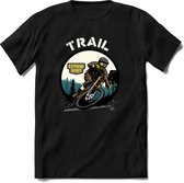 Trail | TSK Studio Mountainbike kleding Sport T-Shirt | Grijs | Heren / Dames | Perfect MTB Verjaardag Cadeau Shirt Maat S