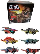 Dinosaurus speelgoed auto - Dino racing - Set 6 stuks - Leeftijd 3+
