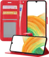 Hoesje Geschikt voor Samsung A33 Hoesje Book Case Hoes Portemonnee Cover Walletcase - Hoes Geschikt voor Samsung Galaxy A33 Hoes Bookcase Hoesje - Rood