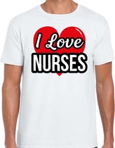 I love nurses verkleed t-shirt wit - heren - Verkleed outfit / kleding M