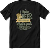 I make beer disappear | Feest kado T-Shirt heren - dames | Olijf groen | Perfect drank cadeau shirt |Grappige bier spreuken - zinnen - teksten