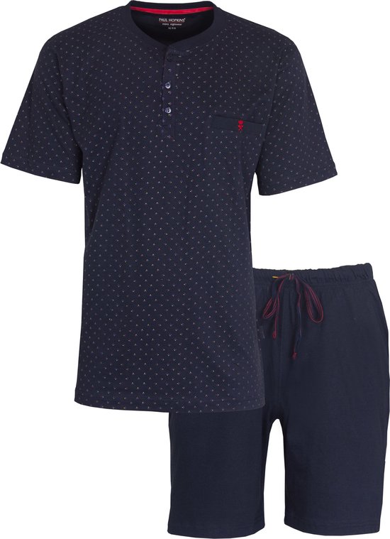 Paul Hopkins Heren Shortama - Pyjama Set - 100% Katoen - Donker Blauw - Maat XL