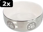 2x KATTENEETBAK ROYAL ZILV/WIT 11CM