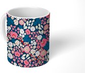 Mok - Koffiemok - Bloemen - Roze - Patronen - Mokken - 350 ML - Beker - Koffiemokken - Theemok