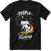 Cool people do fishing | vissen outdoor T-Shirt Heren / dames | hengelsport cadeau Shirt - grappige Spreuken, Zinnen en Teksten Maat S