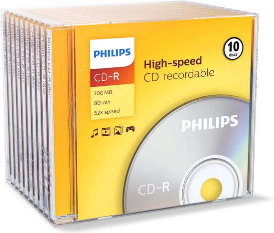 Philips CD-R 80Min - 700MB - Speed 52x - Jewelcase - 10 stuks