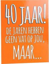 wenskaart 40 jaar! 16 x 12,5 cm karton oranje