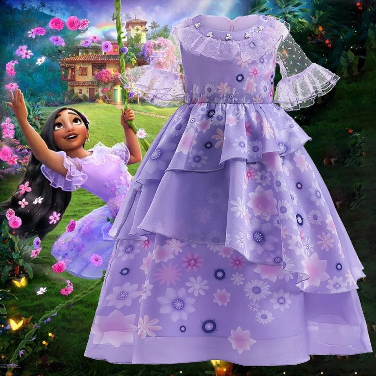 Encanto Princesse Dolores / mirabel / isabela Déguisement Cosplay Carnaval  Costume Enfants Fille Robe de fête