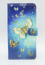 P.C.K. Hoesje/Boekhoesje/Bookcase blauwe vlinder print geschikt voor Apple iPhone 13 PRO MAX