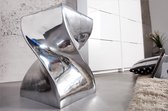 Sculpturale bijzettafel TWIST 30cm zilver gepolijst aluminium kruk modern design - 30220
