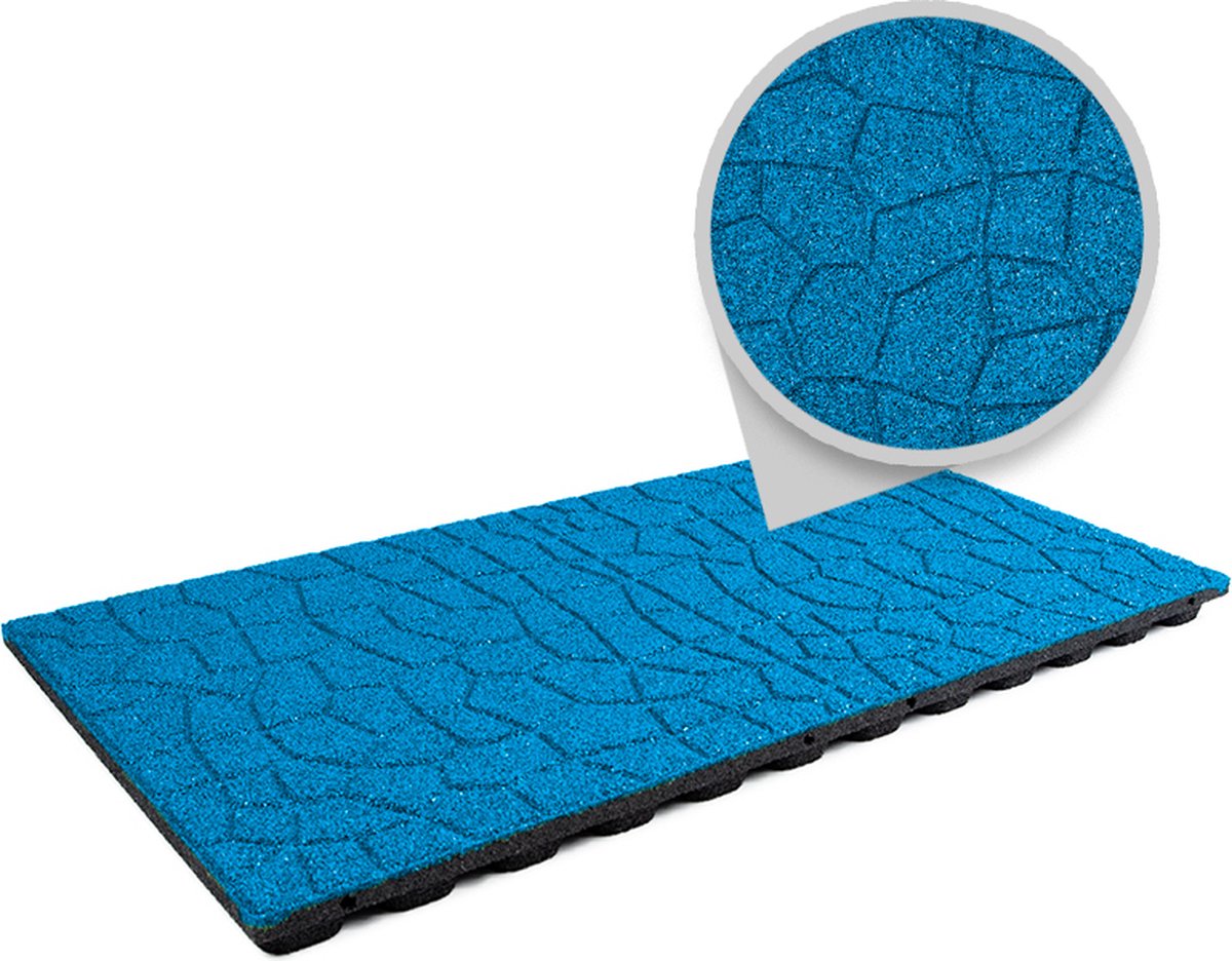 Bol.com Rubberen tegel flagstone EPDM blauw | LxB=100x50cm | Dikte 4,8cm | Incl. pennen aanbieding