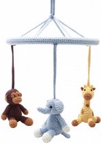 mobiel (aap, olifant, giraffe) gehaakt jongens 24 cm blauw