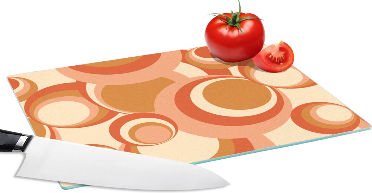 Glazen Snijplank - 28x20 - Cirkel - Retro - Patroon - Snijplanken Glas