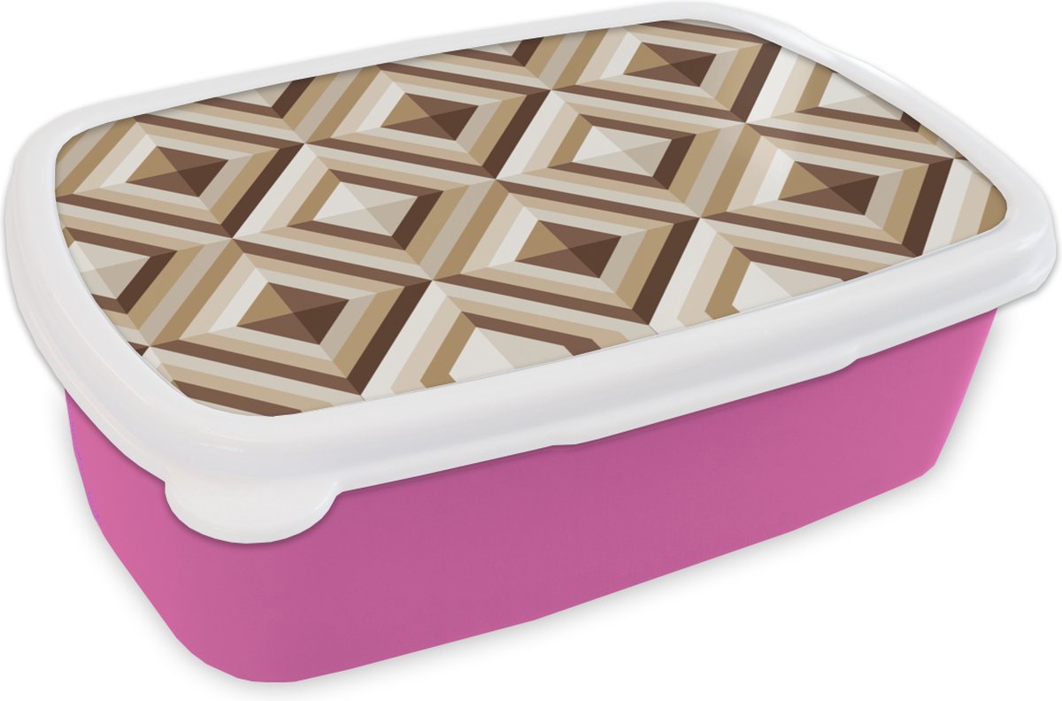 Broodtrommel Roze - Lunchbox - Brooddoos - Retro - Ster - Design - 18x12x6 cm - Kinderen - Meisje