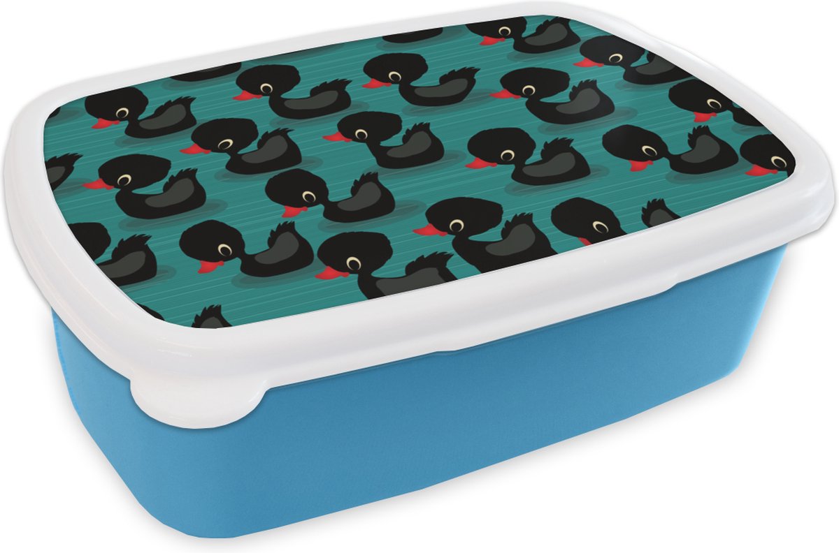 Broodtrommel Blauw - Lunchbox - Brooddoos - Eend - Baby - Patronen - 18x12x6 cm - Kinderen - Jongen