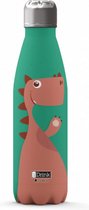 thermosfles Dino 500 ml staal groen/bruin