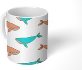 Mok - Koffiemok - Patroon - Zeedieren - Walvis - Mokken - 350 ML - Beker - Koffiemokken - Theemok