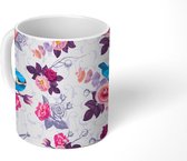 Mok - Koffiemok - Patronen - Bloemen - Roze - Mokken - 350 ML - Beker - Koffiemokken - Theemok