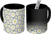 Magische Mok - Foto op Warmte Mokken - Koffiemok - Meisjes - Daisy - Bloemen - Patronen - Girl - Wit - Kinderen - Kids - Magic Mok - Beker - 350 ML - Theemok