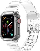 Strap-it Clear TPU sportbandje - Geschikt voor Apple Watch bandje - Series 1/2/3/4/5/6/7/8/9/SE/Ultra (2) - Transparant - Doorzichtig siliconen TPU bandje - Sport iWatch bandje voor maat: