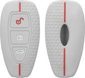 kwmobile autosleutel hoesje voor Ford 3-knops autosleutel Keyless Go - Autosleutel behuizing in grijs / rood