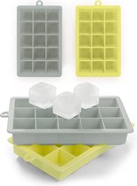 Blumtal IJsblokjesvorm - 2 x 15 IJsblokjes - Hoogwaardig Siliconen - 30 Stuks - 3,3 cm - Ultimate Grey - Grijs / Geel