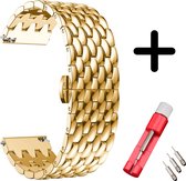 Strap-it Samsung Galaxy Watch 42mm bandje staal goud draak + toolkit