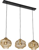 QAZQA vadi - Oosterse Hanglamp eettafel voor boven de eettafel | in eetkamer - 3 lichts - L 1250 mm - Goud/messing -  Woonkamer | Slaapkamer | Keuken