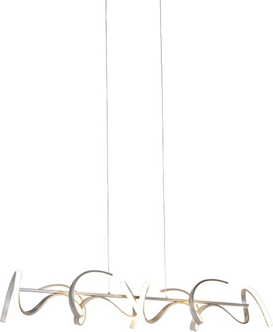 Leuchten Direct krisscross - Design LED Dimbare Hanglamp voor boven de eettafel | in eetkamer - 4 lichts - L 990 mm - Staal - Woonkamer | Slaapkamer | Keuken