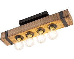 QAZQA reena – Industriele LED Smart Plafondlamp incl. wifi – 4 lichts – L 46.5 cm – Bruin – Industrieel – Woonkamer | Slaapkamer | Keuken