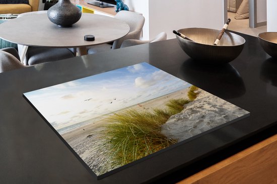 KitchenYeah® Inductie beschermer 59x51 cm - Strand - Zee - Vogels - Kookplaataccessoires - Afdekplaat voor kookplaat - Inductiebeschermer - Inductiemat - Inductieplaat mat