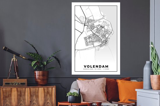 Stickers muraux - Carte - Volendam - 80x120 cm - Feuille adhésive - Plan de la ville