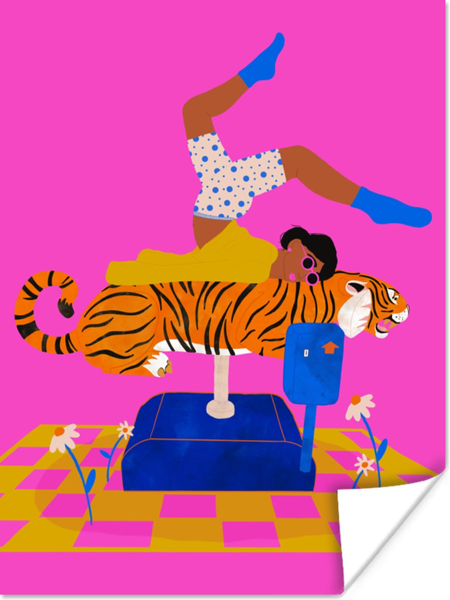 Poster Vrouwen - Tijger - Abstract - 30x40 cm