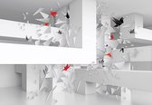 Fotobehang - Vlies Behang - 3D Origami Vogel Kunst - 254 x 184 cm