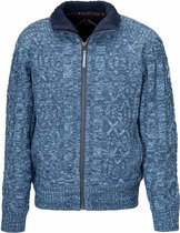 BJØRNSON Viggo Cardigan d'hiver tricoté par câble pour hommes - Teddy - Taille 3XL - Blauw