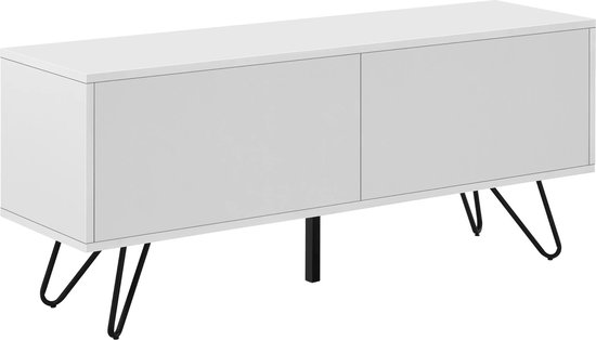 Ladekast Gabby - 46,5x110x30 cm - Wit en Zwart - Spaanplaat en Metaal - Stijlvol Design