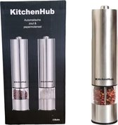 Kitchenhub Elektrische Peper- en Zoutmolenset - Premium RVS Design met LED-Verlichting en Instelbare Grofheid