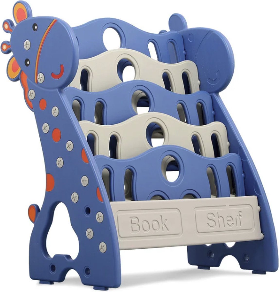 Buxibo Kinderkamer Boekenrek - Kunststof met 2 Opbergbakken - Boekenkast/Boekenplank/Boekenrek - 65x36x80cm - Blauw