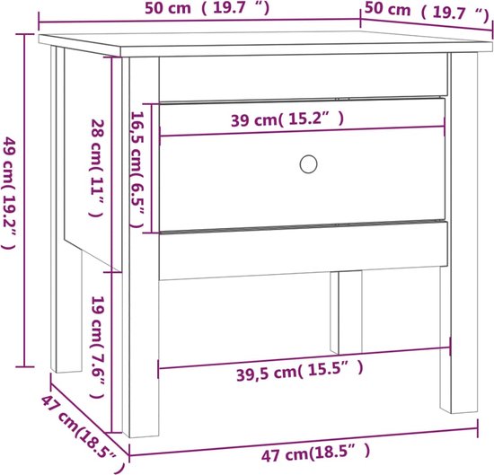 vidaXL - Bijzettafels - 2 - st - 50x50x49 - cm - massief - grenenhout - grijs