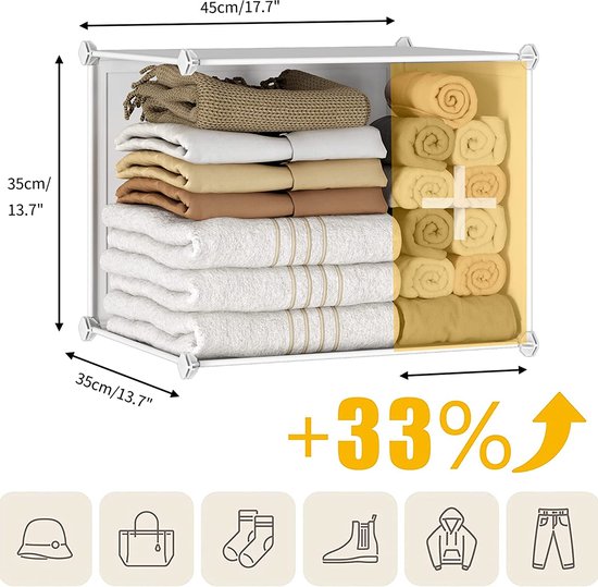 lishbie Draagbare kast, slaapkamer kast, kledingopbergdoos, eenvoudige hangende kledingkast, geschikt voor slaapkamers, slaapzalen en gehuurde huizen