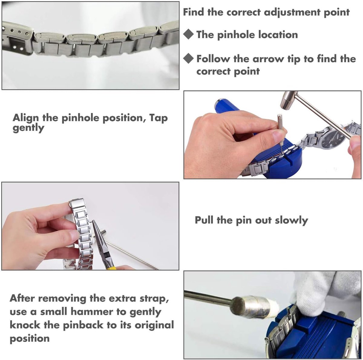 Blauw Horloge Band Link Pin Remover Strap Richter Opener Reparatie Horloge Maker Tool met 12 Pin Handige Levering Blauw Horloge Band Link Pin Remover Strap Richter Opener Reparatie Horloge Maker Tool met 12 Pin Handige Levering